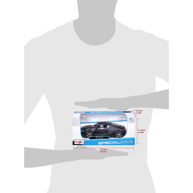 Maisto Audi R8: Originalgetreues Modellauto mit Türen und Kofferraum zum Öffnen,Maßstab 1:24, Fertigmodell, 20 cm, schwarz (531281M) – Bild 8