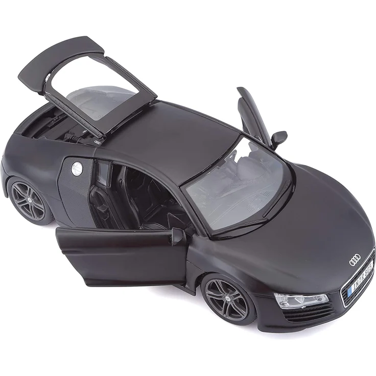 Maisto Audi R8: Originalgetreues Modellauto mit Türen und Kofferraum zum Öffnen,Maßstab 1:24, Fertigmodell, 20 cm, schwarz (531281M) – Bild 4