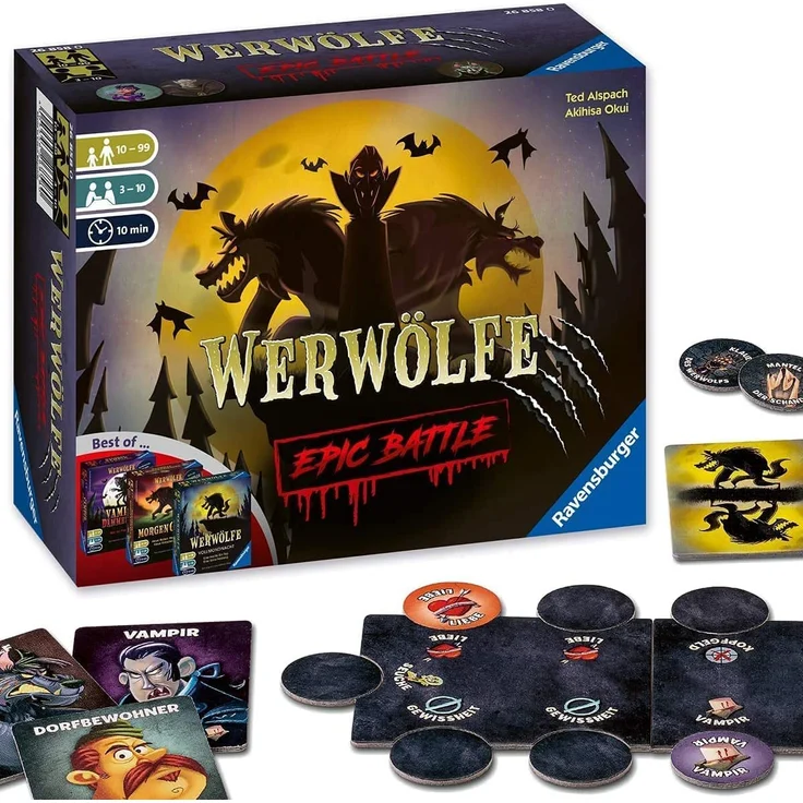 Ravensburger 26858 - Werwölfe - Epic Battle, Best-of der Spielereihe für 3-10 Spieler, Gesellschaftsspiel ab 10 , Partyspiel – Bild 1