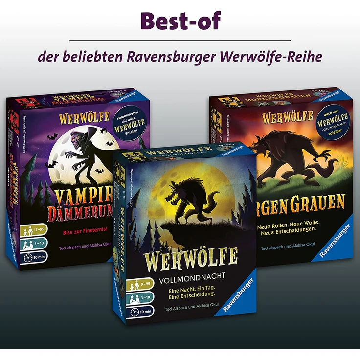 Ravensburger 26858 - Werwölfe - Epic Battle, Best-of der Spielereihe für 3-10 Spieler, Gesellschaftsspiel ab 10 , Partyspiel – Bild 3