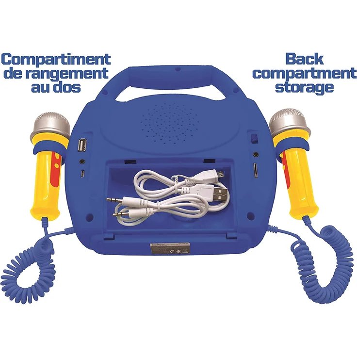 Lexibook MP320PAZ Paw Patrol-Tragbarer digitaler Karaoke-Player für Kinder-Mikrofone, Lichteffekte, Bluetooth, Aufnahme-und Sprachwechslerfunktionen, wiederaufladbarer Akku, Blau/Rot – Bild 7