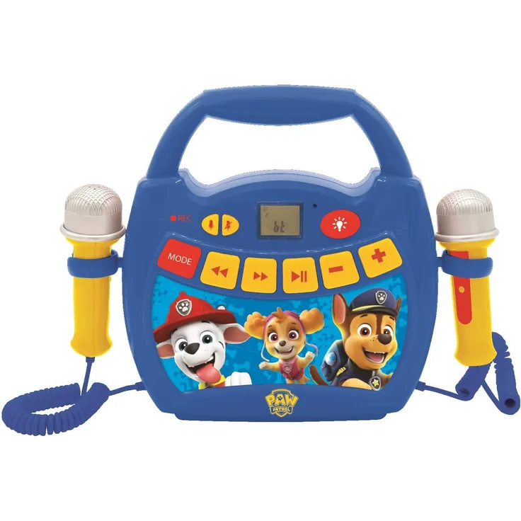 Lexibook MP320PAZ Paw Patrol-Tragbarer digitaler Karaoke-Player für Kinder-Mikrofone, Lichteffekte, Bluetooth, Aufnahme-und Sprachwechslerfunktionen, wiederaufladbarer Akku, Blau/Rot – Bild 1