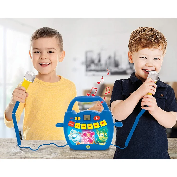 Lexibook MP320PAZ Paw Patrol-Tragbarer digitaler Karaoke-Player für Kinder-Mikrofone, Lichteffekte, Bluetooth, Aufnahme-und Sprachwechslerfunktionen, wiederaufladbarer Akku, Blau/Rot – Bild 9