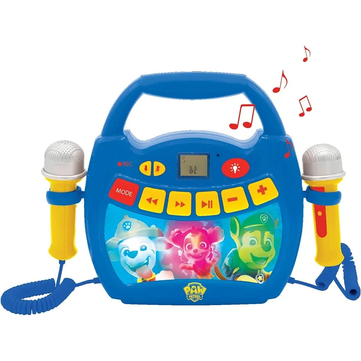Lexibook MP320PAZ Paw Patrol-Tragbarer digitaler Karaoke-Player für Kinder-Mikrofone, Lichteffekte, Bluetooth, Aufnahme-und Sprachwechslerfunktionen, wiederaufladbarer Akku, Blau/Rot – Bild 2
