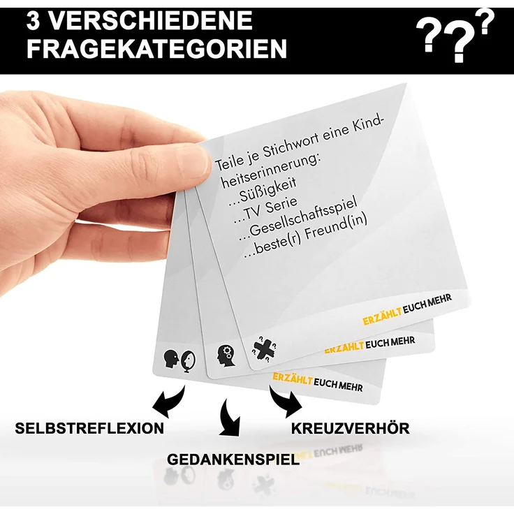 Erzählt euch mehr (Klassik) Gesellschaftsspiel Erwachsene - Spiel für mehr Achtsamkeit und Selbstreflexion - tolle Geschenkidee für Muttertag, Geburtstag, Freunde - Kartenspiel – Bild 4