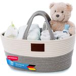 Baby Wickel-Organizer; Windelkorb Babykorb Wickel-Tasche für Windeln & Wickel-Utensilien, tragbare Einkaufstasche Shopper Windel Aufbewahrungskorb aus 100% Baumwoll-Leinen