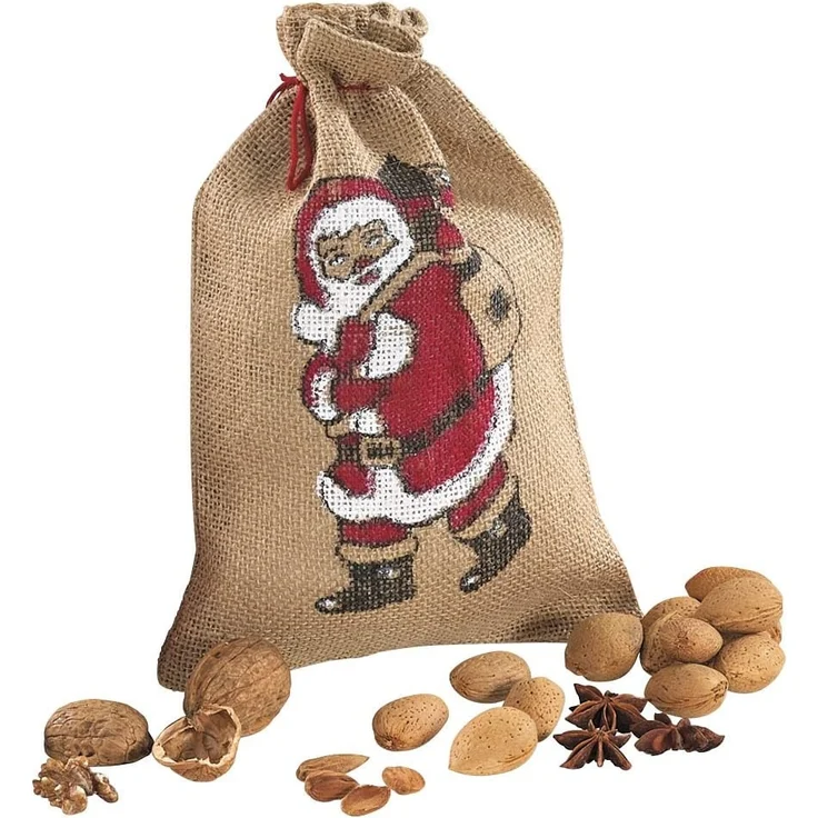 KULTFAKTOR GmbH Geschenksack Weihnachten Geschenkidee braun-rot-Weiss 25x35cm Einheitsgröße – Bild 1