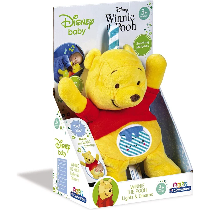 Clementoni 17275 Disney Baby – Winnie Puuh Leucht-Plüsch, Kuscheltier für Kleinkinder & Säuglinge, Stofftier mit Licht und Musik, Einschlafhilfe für Kinder – Bild 2