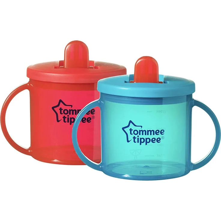 Tommee Tippee Free Flow Trinkbecher, 190 ml, Rot/Türkis