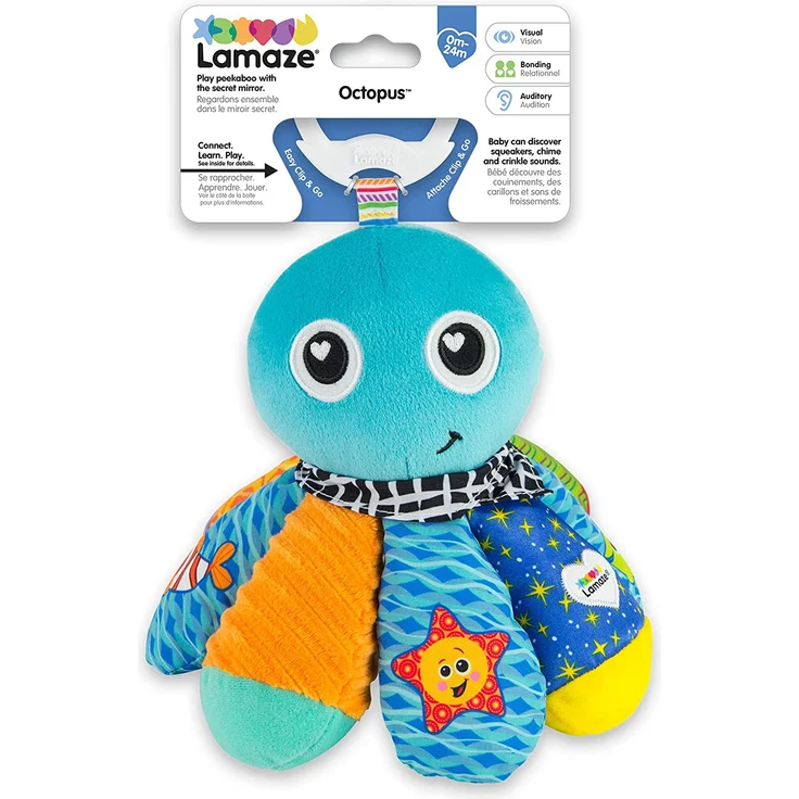 Lamaze Baby Spielzeug "Sam, der Oktopus" Clip & Go, das hochwertige Kleinkindspielzeug. Der quietschbunte Greifling fördert die Motorik und ist das perfekte Kinderwagenspielzeug und Kuscheltier - Preisvergleich – Bild 6