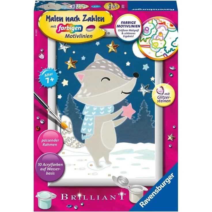 Ravensburger Malen nach Zahlen Malset Gute Nacht, kleiner Dachs