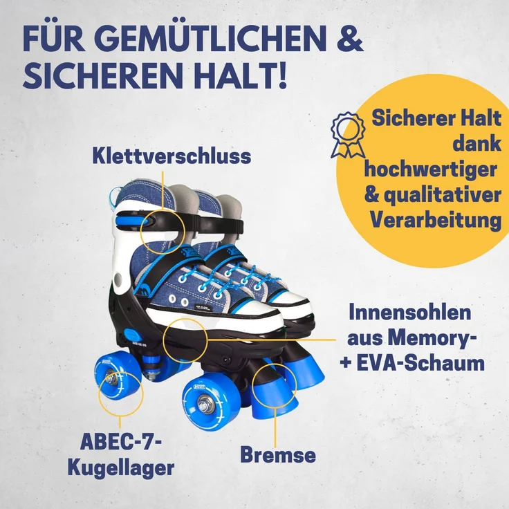 Best Sporting Rollschuhe für Kinder und Jugendliche, Größe verstellbar, ABEC 7 Carbon, blau-weiß blau/weiß, 28 - 31 – Bild 3