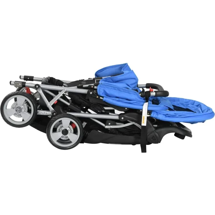 vidaXL Geschwisterwagen Stahl Zwillingswagen Kinderwagen Buggy Zwillingsbuggy – Bild 6