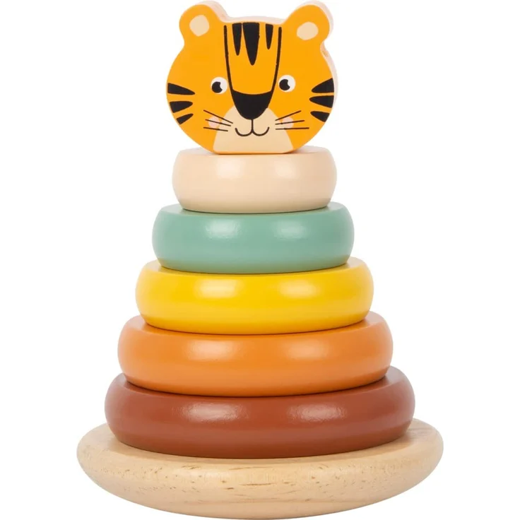 Small Foot 11706 Stapelturm Tiger Safari, 7-teiliges Steckspiel mit 5 farbigen Holzringen, ab 12 Monaten Toys – Bild 6