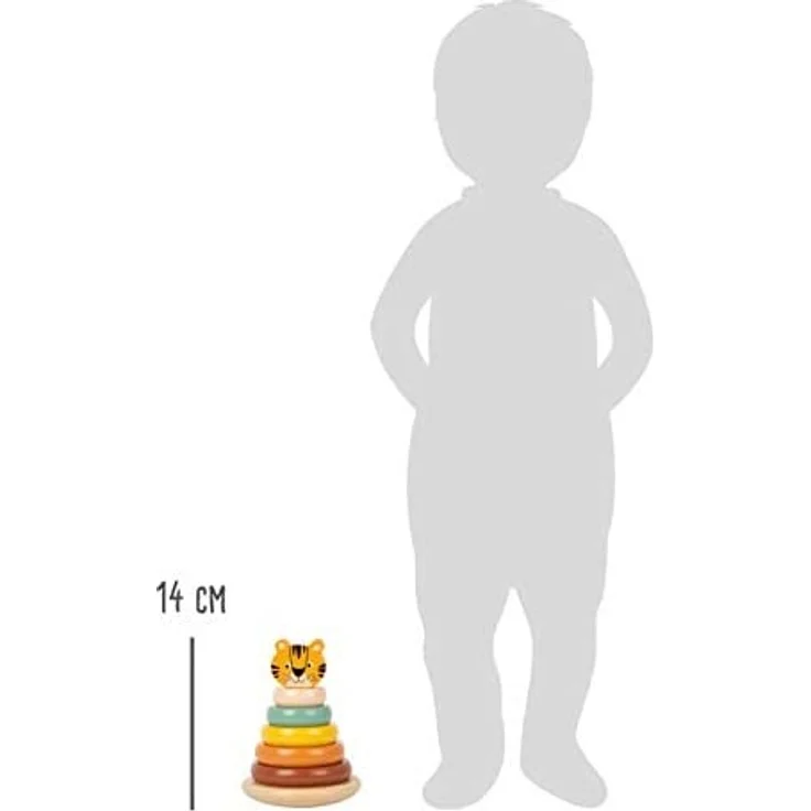 Small Foot 11706 Stapelturm Tiger Safari, 7-teiliges Steckspiel mit 5 farbigen Holzringen, ab 12 Monaten Toys – Bild 5