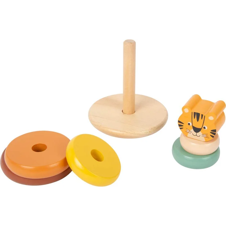 Small Foot 11706 Stapelturm Tiger Safari, 7-teiliges Steckspiel mit 5 farbigen Holzringen, ab 12 Monaten Toys – Bild 3