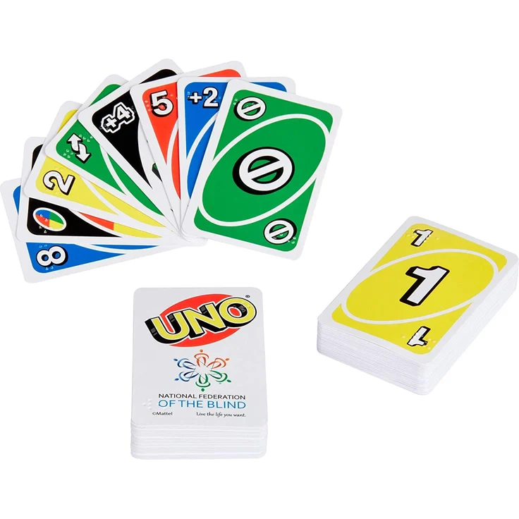 Mattel Games GPG06 - UNO Braille Kartenspiel und Gesellschaftspiel, Kartenspiele für die ganze Familie, für Blinde und sehbehinderte Personen, ab 7 Jahren – Bild 4