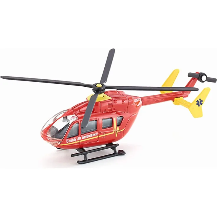 siku 1647, Rettungshubschrauber, Metall/Kunststoff, 1:87, Rot, Drehbare Rotoren