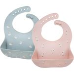 Lätzchen Baby 2 Stück, Baby Silikon Lätzchen mit Auffangschale BPA-Frei, Wasserdicht, Abwaschbar, Leicht zu Reinigen Baby Essen Set