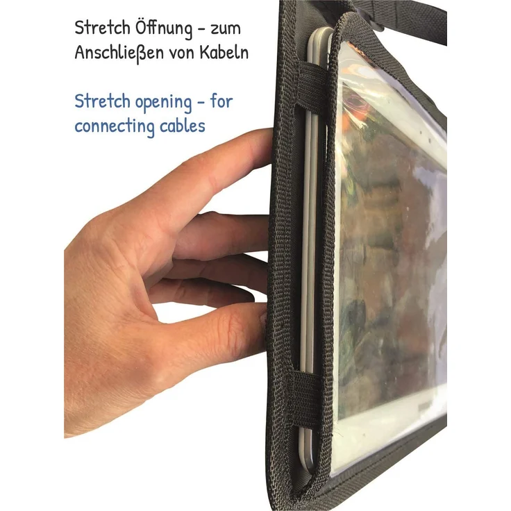 2x HECKBO Auto Rücksitz Organizer mit verstellbarer Tablet Tasche für Tablets bis zu 20 Zoll mit Touch Folie – mit Einhorn Druck - universal passend inkl. Thermotasche + Stretch-Netztasche - waschbar – Bild 6