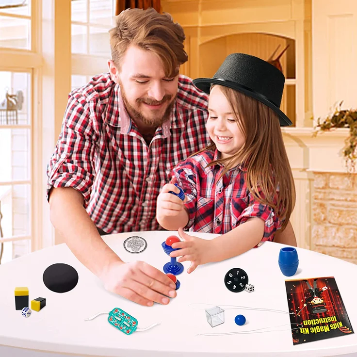 Heyzeibo Kinder Zauberkasten - Anfänger Kinder Zaubertricks Set mit Zauberstab, Zylinder, Kostüm & vieles mehr, Neuheit Magie Requisiten Zauber Tricks Geburtstag Geschenk für Magier Junge Mädchen – Bild 2