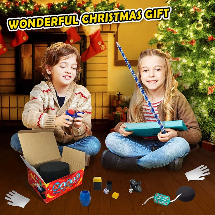 Heyzeibo Kinder Zauberkasten - Anfänger Kinder Zaubertricks Set mit Zauberstab, Zylinder, Kostüm & vieles mehr, Neuheit Magie Requisiten Zauber Tricks Geburtstag Geschenk für Magier Junge Mädchen – Bild 8