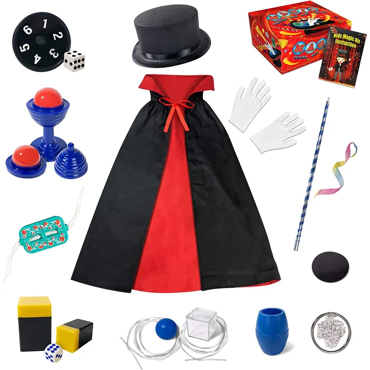 Heyzeibo Kinder Zauberkasten - Anfänger Kinder Zaubertricks Set mit Zauberstab, Zylinder, Kostüm & vieles mehr, Neuheit Magie Requisiten Zauber Tricks Geburtstag Geschenk für Magier Junge Mädchen – Bild 1
