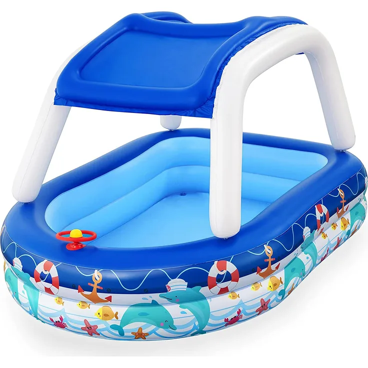 Bestway Family Pool mit Sonnenschutzdach Sea Captain 213 x 155 x 132 cm