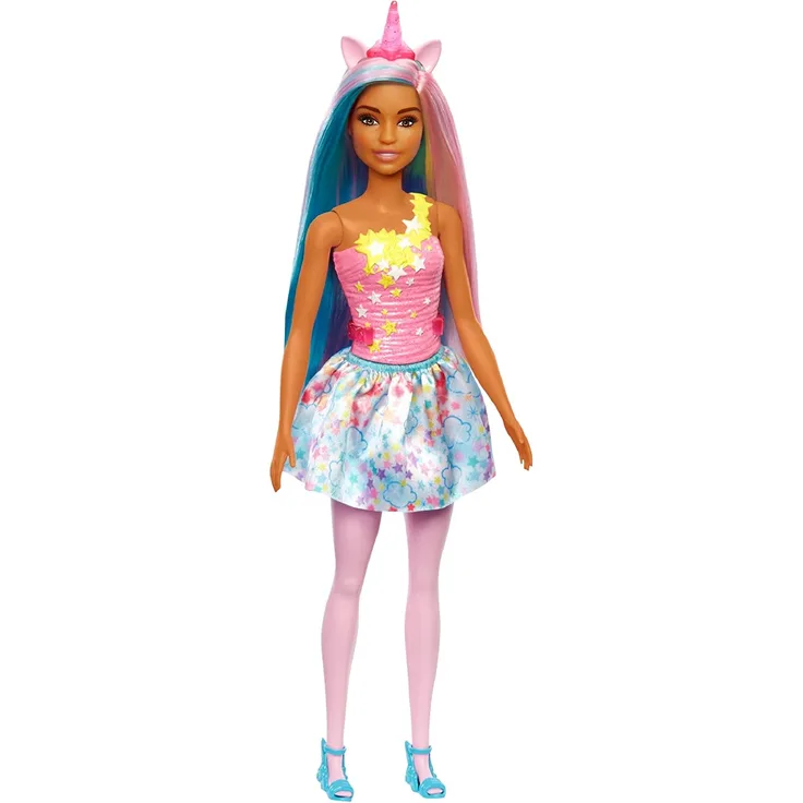 Mattel - Barbie Dreamtopia Einhorn-Puppe im Regenbogen-Look