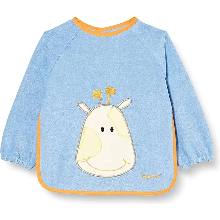 Playshoes 507136 - Ärmel-Lätzchen lang Arm, Giraffe, blau, Einheitsgröße