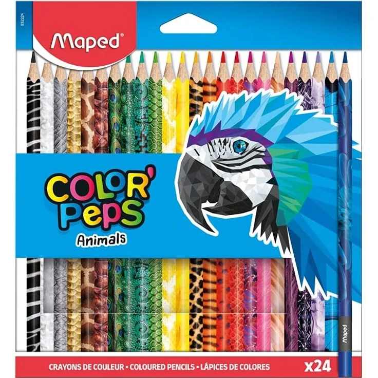 Maped - 24x Buntstifte, Farbstifte COLOR'PEPS ANIMALS mit Tiermotiven, bunt