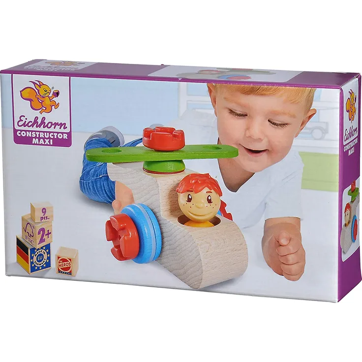 Eichhorn 100039103 - Constructor Maxi Hubschrauber, 9-tlg., Holz-Konstruktions-Set, extra große Bauteile, FSC 100% Zertifiziertes Buchenholz, Made in Germany
