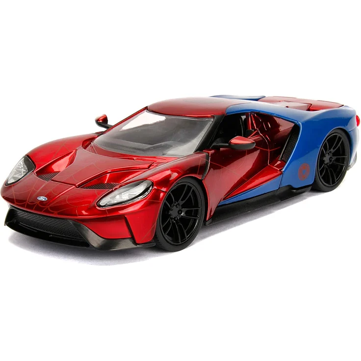Jada Toys 253225002 'Marvel Spider-Man 2017 Ford GT 1:24', ab 8 Jahren, Spielzeugauto, öffnende Türen, Kofferraum & Motorhaube, inkl. Spiderman Figur, 1:24, rot – Bild 4