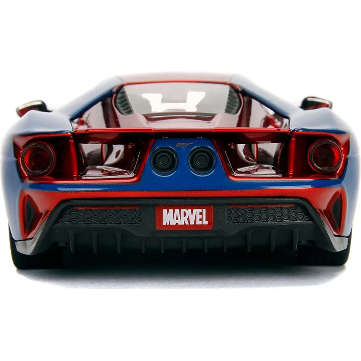 Jada Toys 253225002 'Marvel Spider-Man 2017 Ford GT 1:24', ab 8 Jahren, Spielzeugauto, öffnende Türen, Kofferraum & Motorhaube, inkl. Spiderman Figur, 1:24, rot – Bild 7
