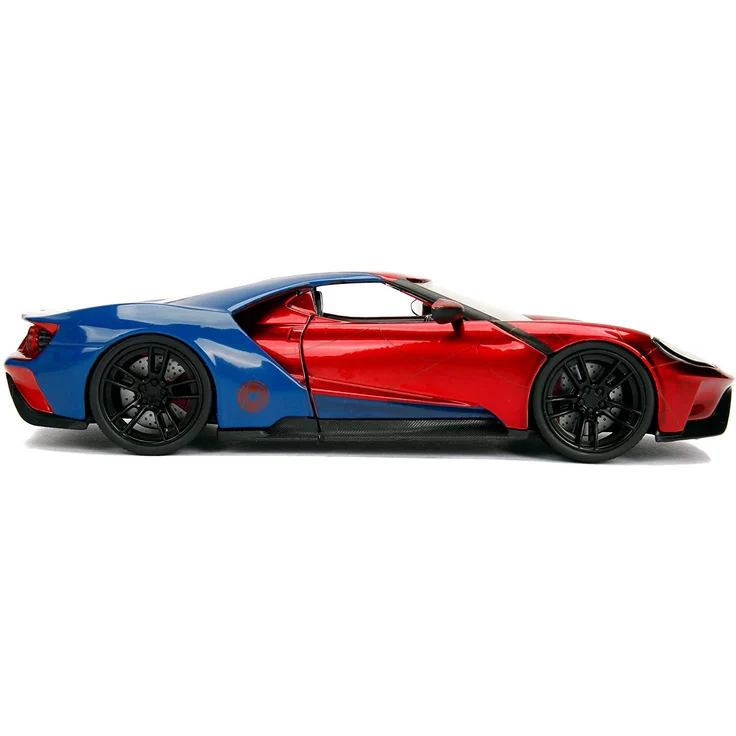 Jada Toys 253225002 'Marvel Spider-Man 2017 Ford GT 1:24', ab 8 Jahren, Spielzeugauto, öffnende Türen, Kofferraum & Motorhaube, inkl. Spiderman Figur, 1:24, rot – Bild 9