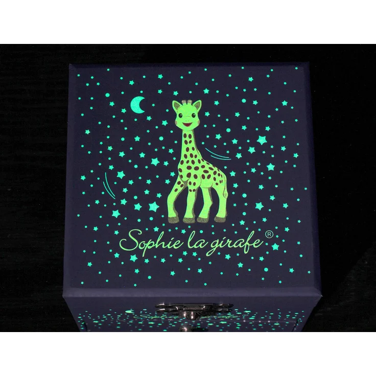 Trousselier - Sophie Die Giraffe - Schatztruhe & Musikschmuckdose - Spieluhr - Ideal für Kinder - Phosphoreszierend - Leuchtet im Dunkeln - Musik La Valse d'Amélie Poulain - Farbe dunkelblau – Bild 5