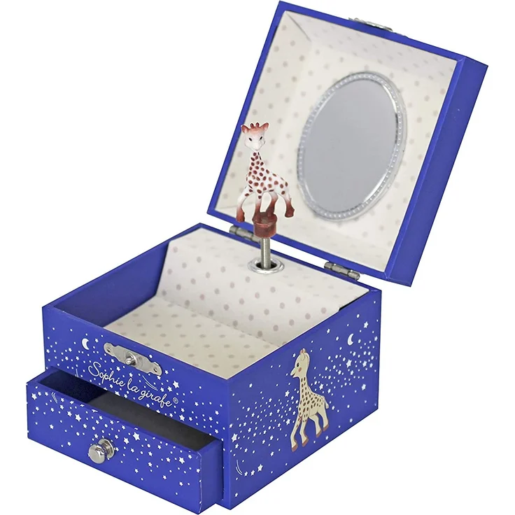 Trousselier - Sophie Die Giraffe - Schatztruhe & Musikschmuckdose - Spieluhr - Ideal für Kinder - Phosphoreszierend - Leuchtet im Dunkeln - Musik La Valse d'Amélie Poulain - Farbe dunkelblau – Bild 2