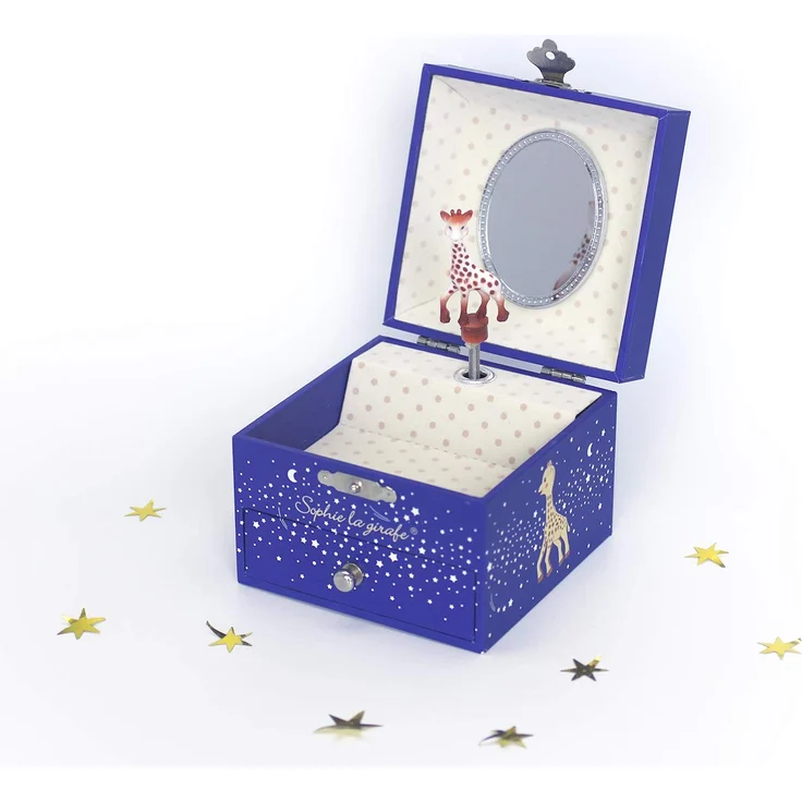 Trousselier - Sophie Die Giraffe - Schatztruhe & Musikschmuckdose - Spieluhr - Ideal für Kinder - Phosphoreszierend - Leuchtet im Dunkeln - Musik La Valse d'Amélie Poulain - Farbe dunkelblau – Bild 11