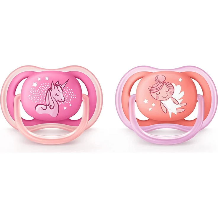 Philips Avent ultra air Schnuller 6-18 Monate SCF345/22, Doppelpack, Mädchen, Einhorn/Engel – Bild 2