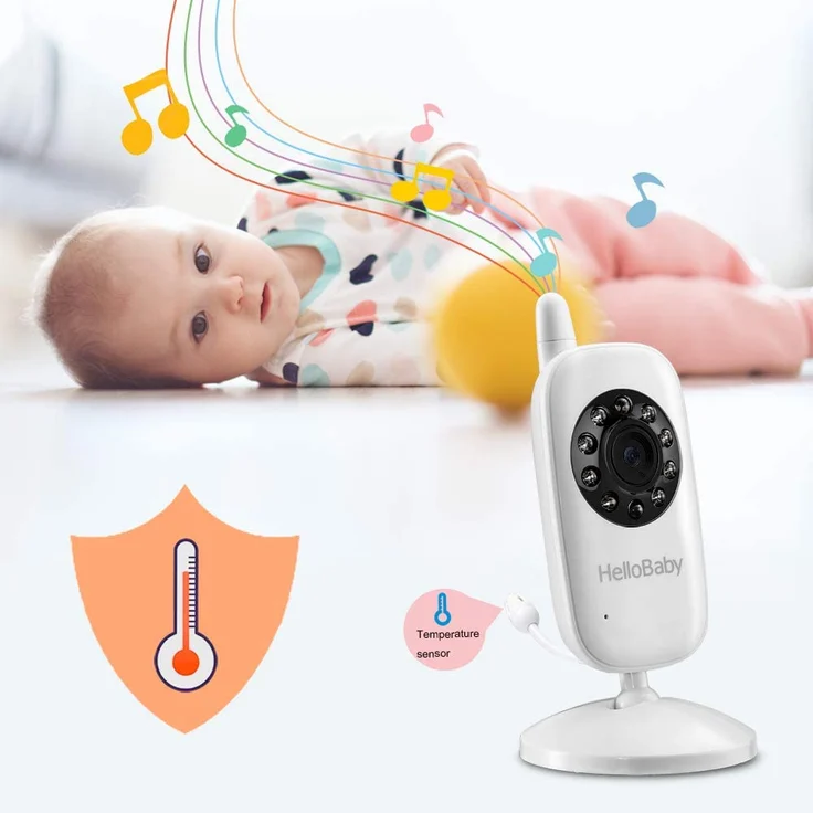 HelloBaby Babyphone mit Kamera HB32 3. 2" Digital Funk TFT LCD Drahtloser Video baby Monitor mit Digitalkamera, Nachtsicht-Temperaturüberwachung u. 2 Weise Talkback System Weiß – Bild 5