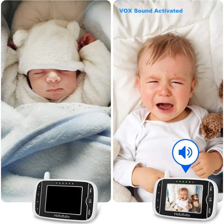 HelloBaby Babyphone mit Kamera HB32 3. 2" Digital Funk TFT LCD Drahtloser Video baby Monitor mit Digitalkamera, Nachtsicht-Temperaturüberwachung u. 2 Weise Talkback System Weiß – Bild 3