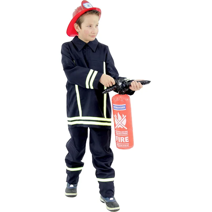 Foxxeo Feuerwehr Kostüm für Kinder – Verschiedene Größen von 92 bis 134 - Feuerwehrmann Kostüm für Jungen Fasching Karneval, Größe 116-122
