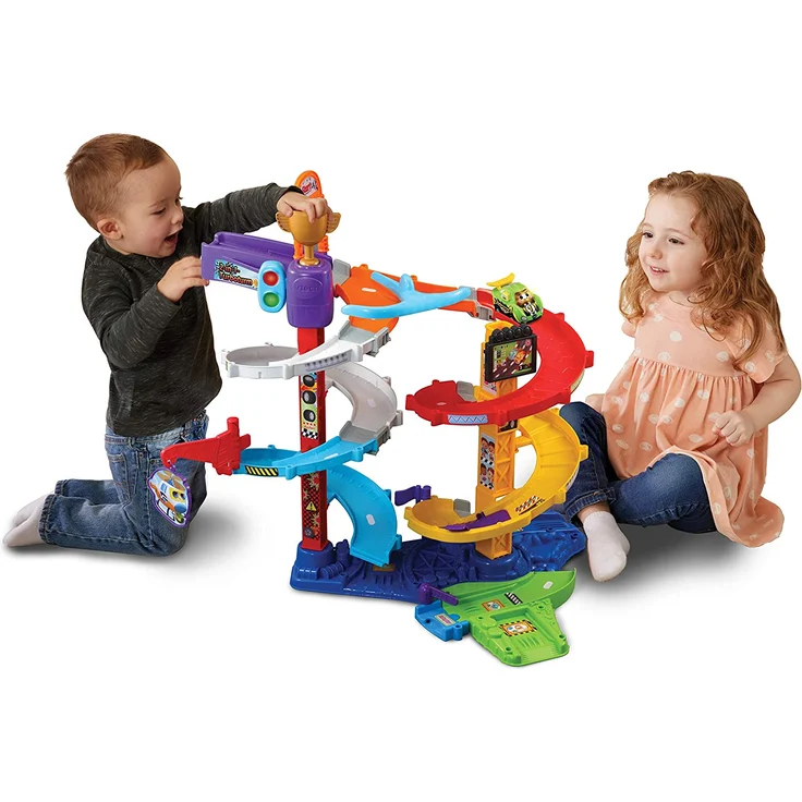 VTech Tut Tut Baby Flitzer - 2-in-1 Turboturm – Großes Turm-Spielset mit 2 Aufbaumöglichkeiten, Turborenner, Weichen, Falltür u. v. m. – Für Kinder von 1-5 Jahren – Bild 4