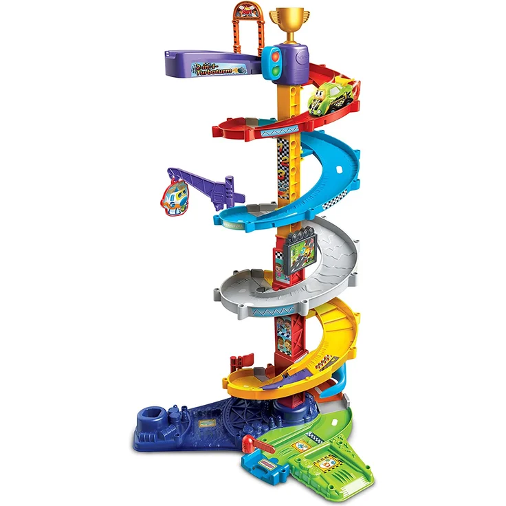 VTech Tut Tut Baby Flitzer - 2-in-1 Turboturm – Großes Turm-Spielset mit 2 Aufbaumöglichkeiten, Turborenner, Weichen, Falltür u. v. m. – Für Kinder von 1-5 Jahren – Bild 1