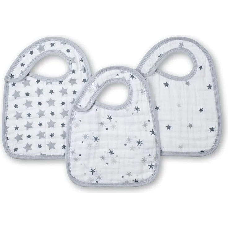 aden + anais twinkle, Lätzchen mit Druckknöpfen, Musselin aus 100% Baumwolle, 22cm X 30cm, 3er Pack