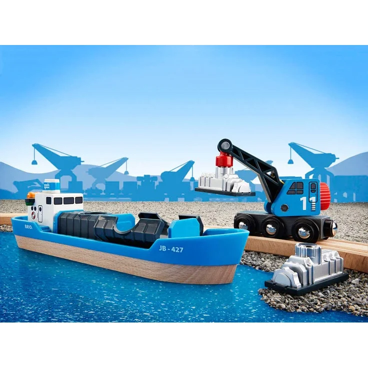 BRIO Bahn - Containerschiff mit Kranwagen - Preisvergleich – Bild 3
