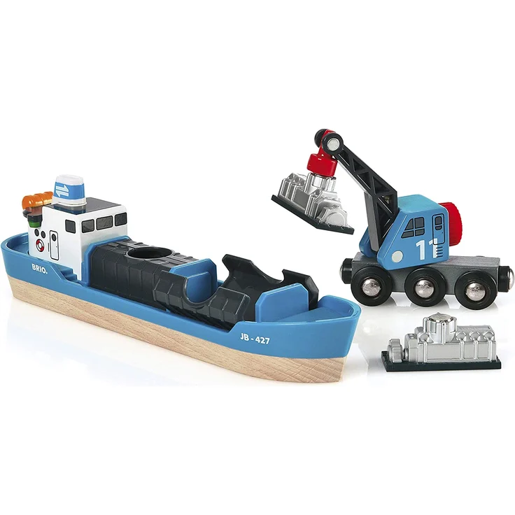 BRIO Bahn - Containerschiff mit Kranwagen - Preisvergleich – Bild 1