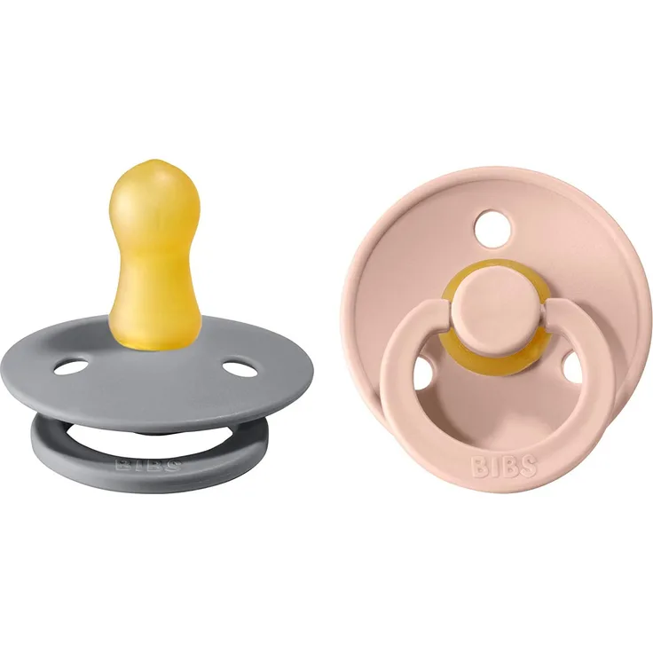 BIBS Colour Schnuller 2er Pack | BPA-frei | Kirschform Nippel | Naturkautschuk Blush & Cloud 0-6 Monate