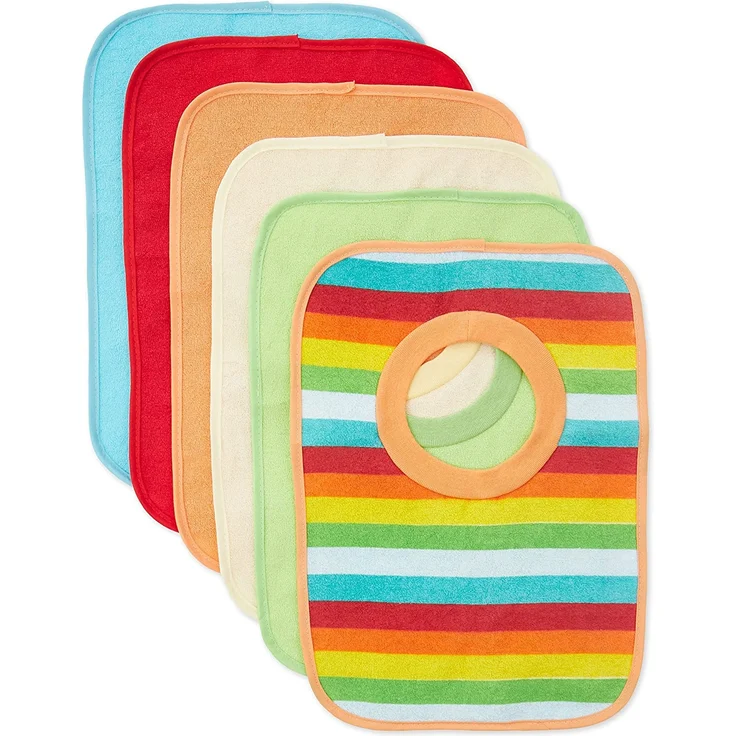 Bieco Baby Schlupf Lätzchen, 6er Pack mit Klettverschluss, Baumwolle, abwaschbar und wasserdicht Kinderlätzchen – Bild 1