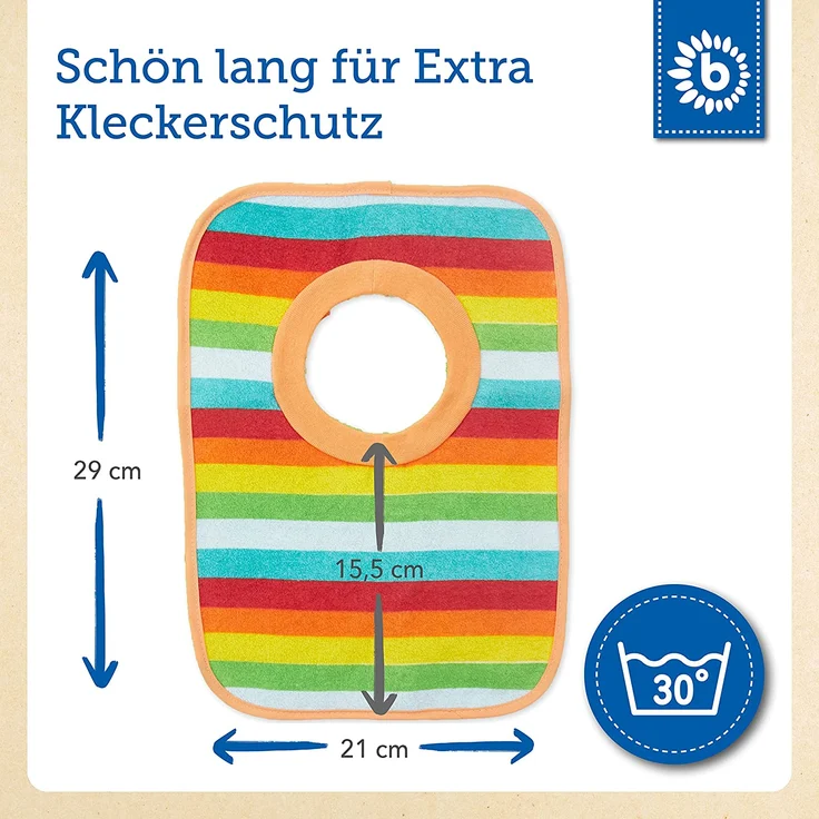 Bieco Baby Schlupf Lätzchen, 6er Pack mit Klettverschluss, Baumwolle, abwaschbar und wasserdicht Kinderlätzchen – Bild 4
